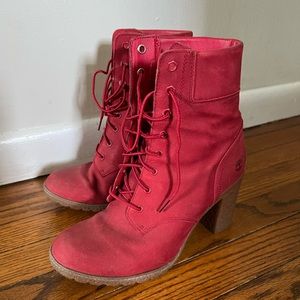 Timberland Red Heeled Boots in 9.5 Womens